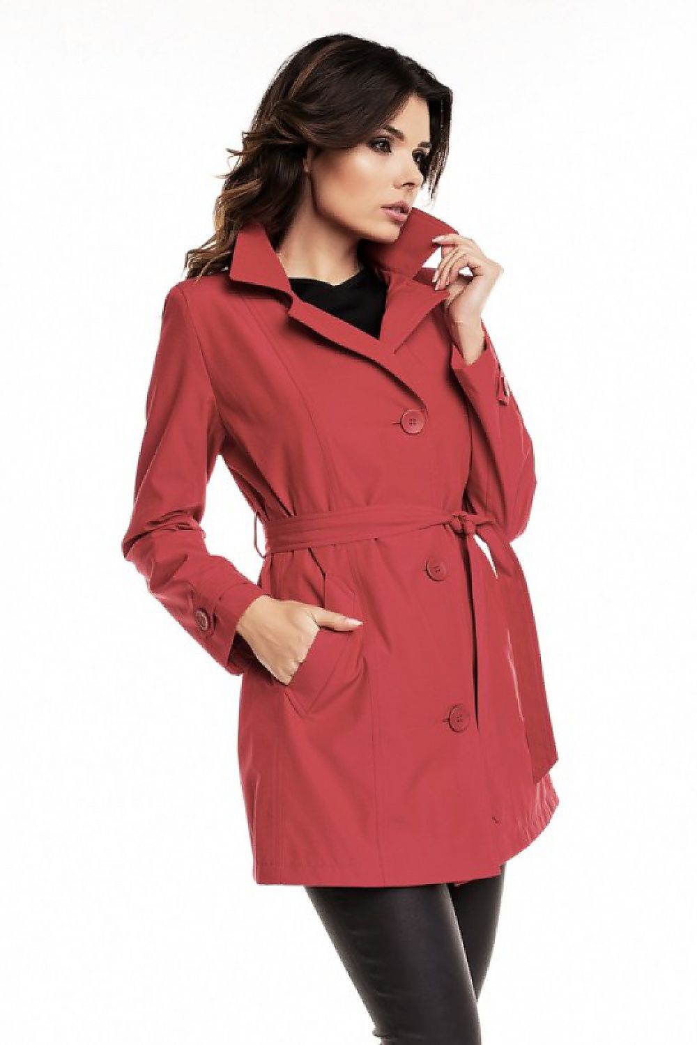 Plus Size Virelline Belted Cotton Trench Coat