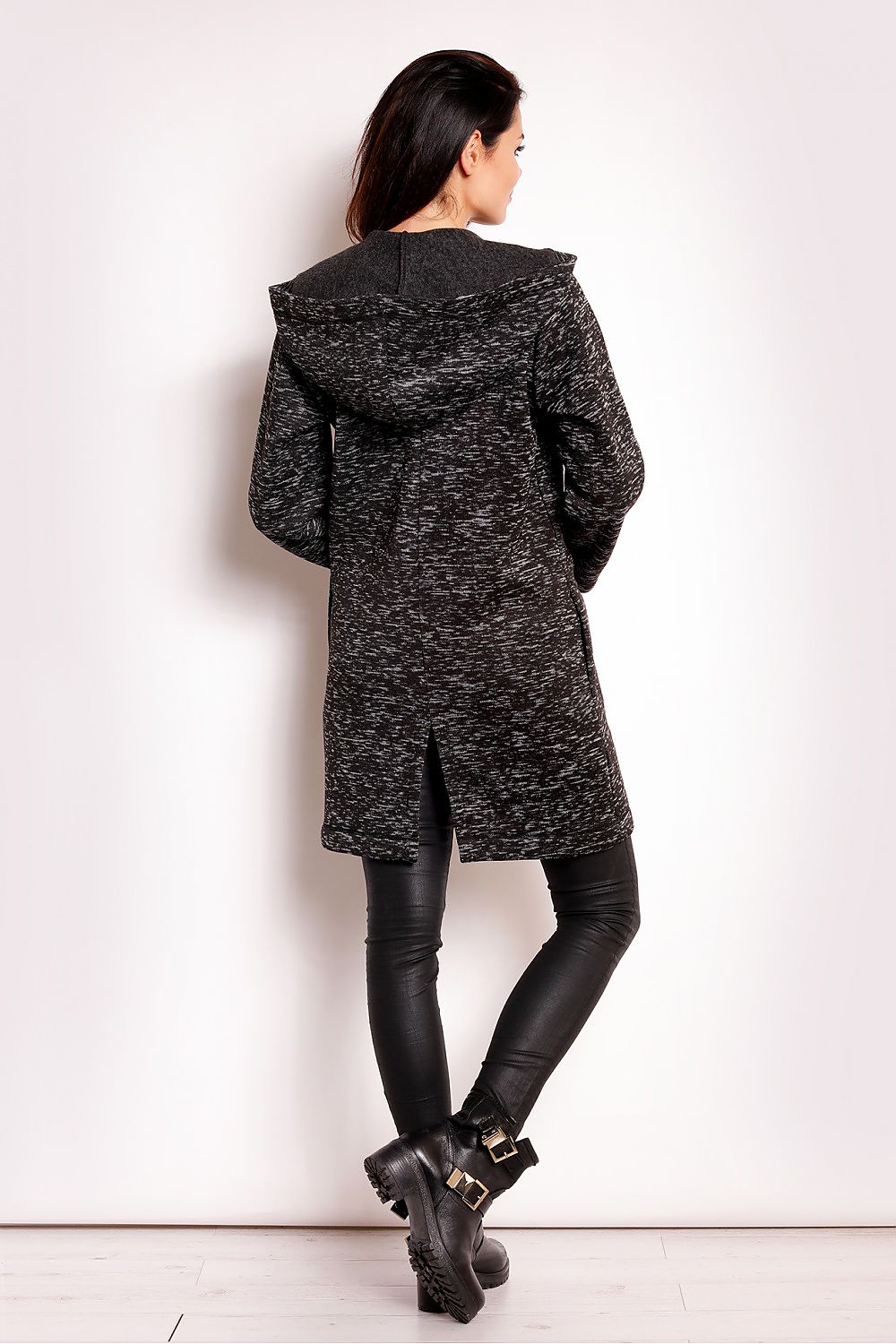 Merivonne Knit Hooded Zip Coat