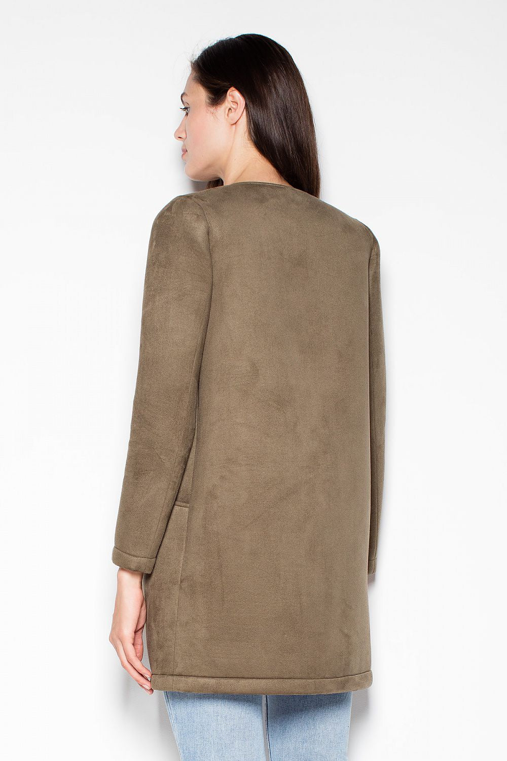 Rovienne Open-Front Topstitched Coat