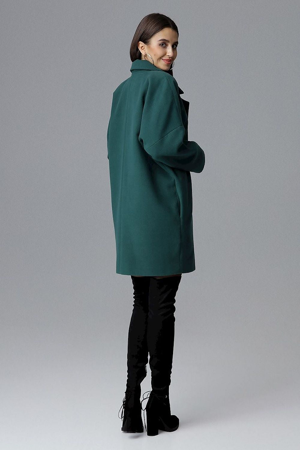 Calverra Loose-Fit Coat with Kimono Sleeves