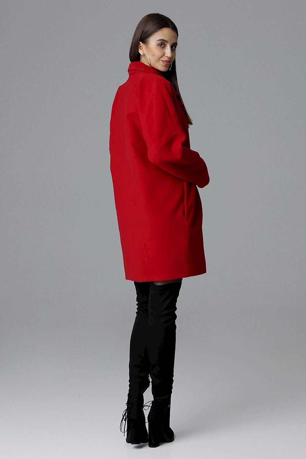 Calverra Loose-Fit Coat with Kimono Sleeves