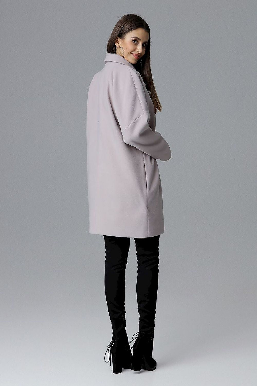 Calverra Loose-Fit Coat with Kimono Sleeves