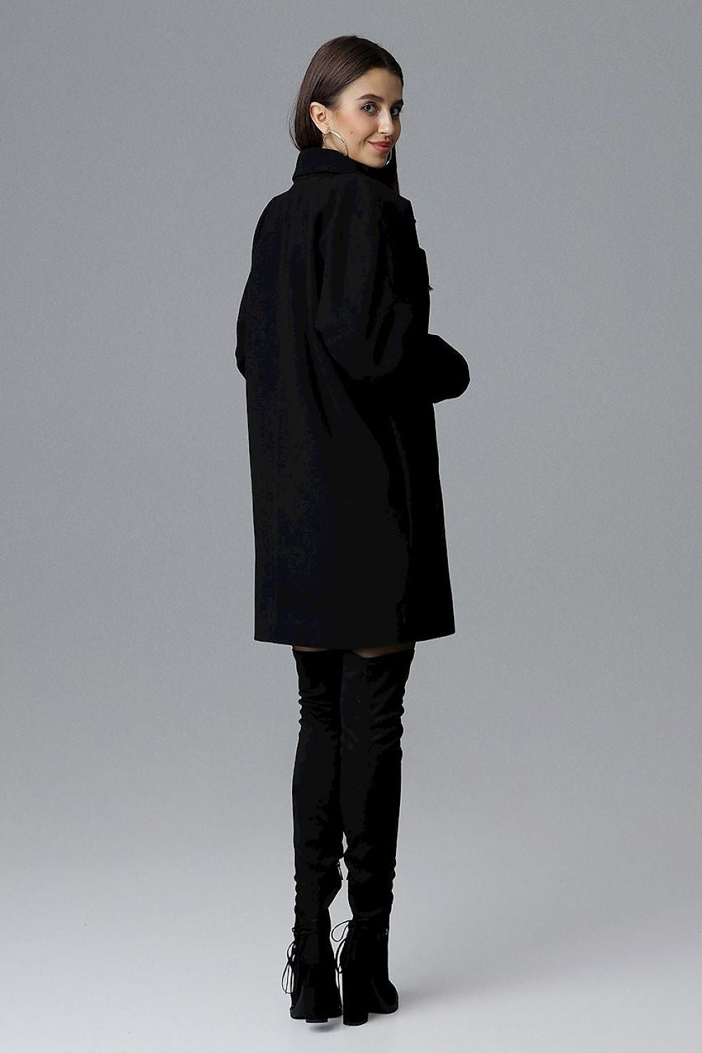Calverra Loose-Fit Coat with Kimono Sleeves