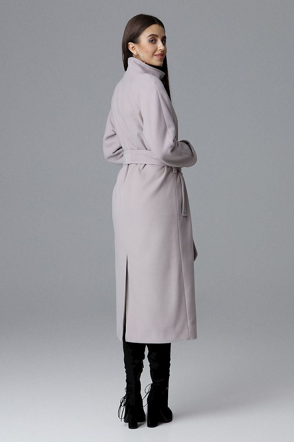 Melvarine Long Single-Breasted Belted Coat