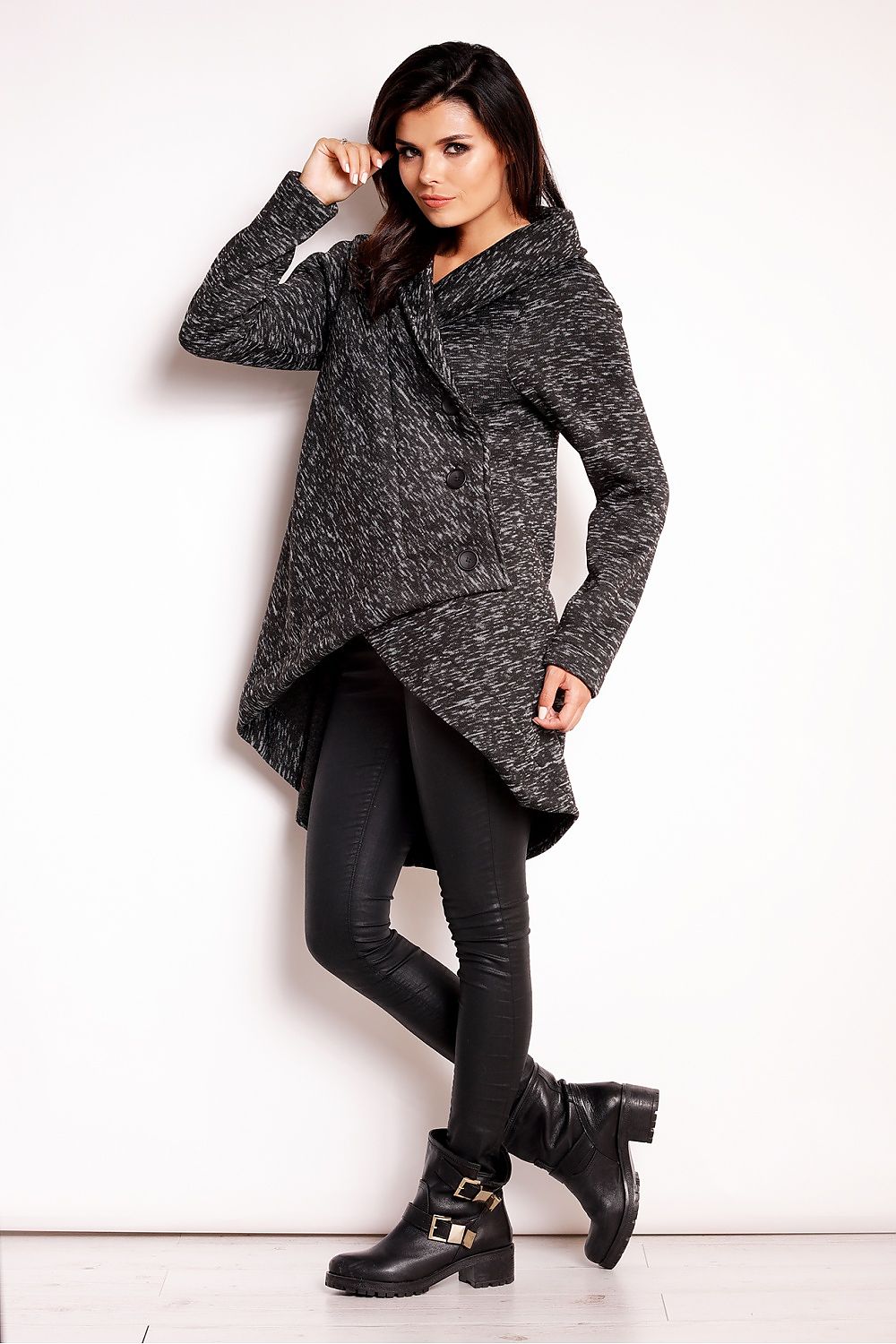 Elvathine Loose-Fit Coat with Extended Back