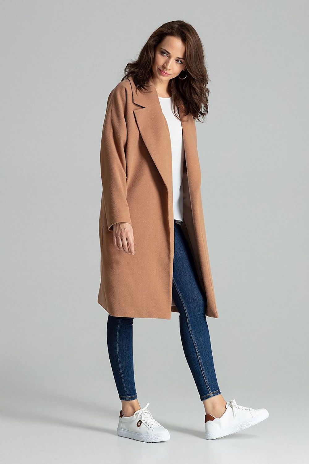 Carivelle Maroon Belted Coat with Wide Lapels
