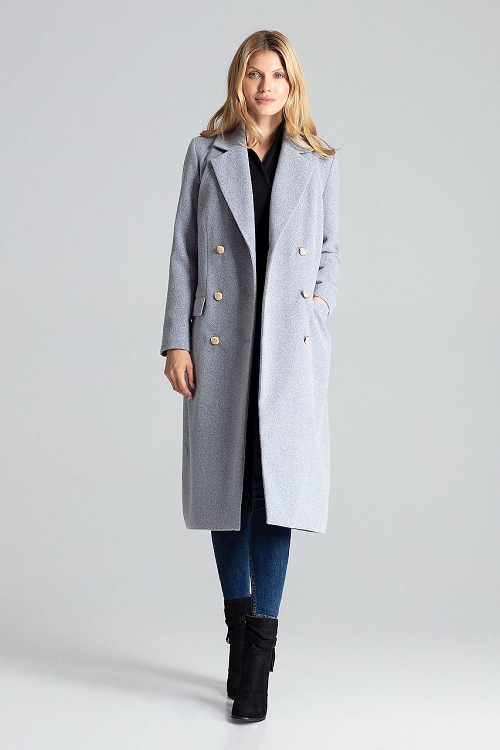 Vernadell Gray Double-Breasted Classic Coat