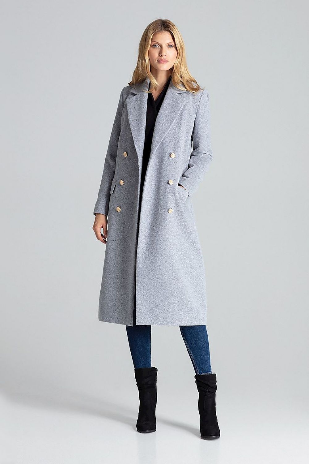 Vernadell Gray Double-Breasted Classic Coat