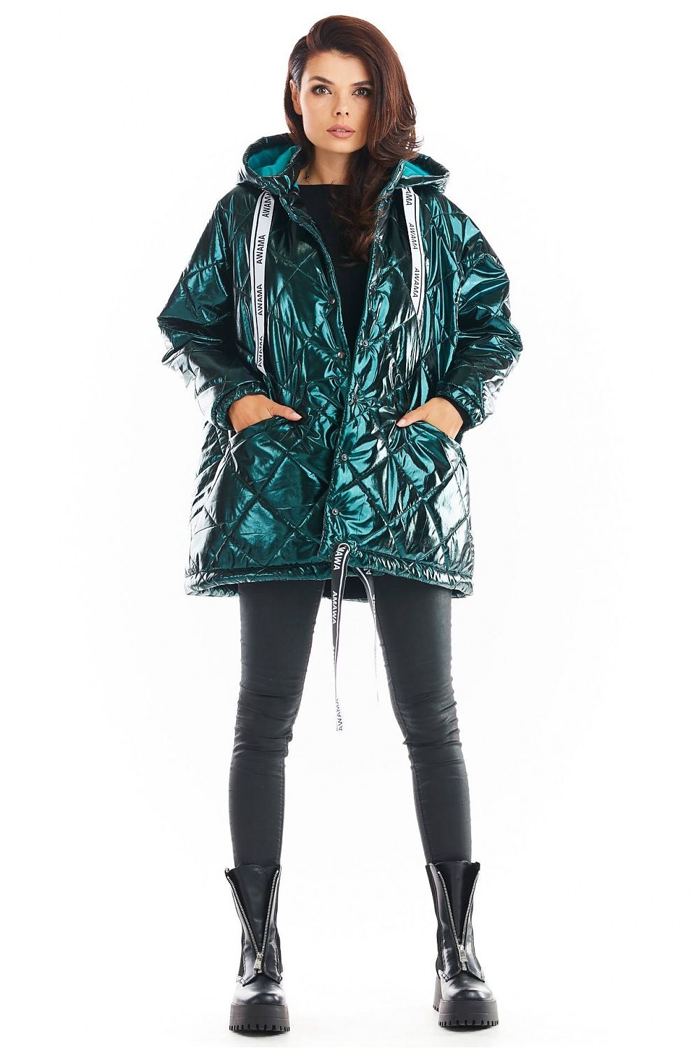 Amawa Oversized Quilted Hooded Jacket