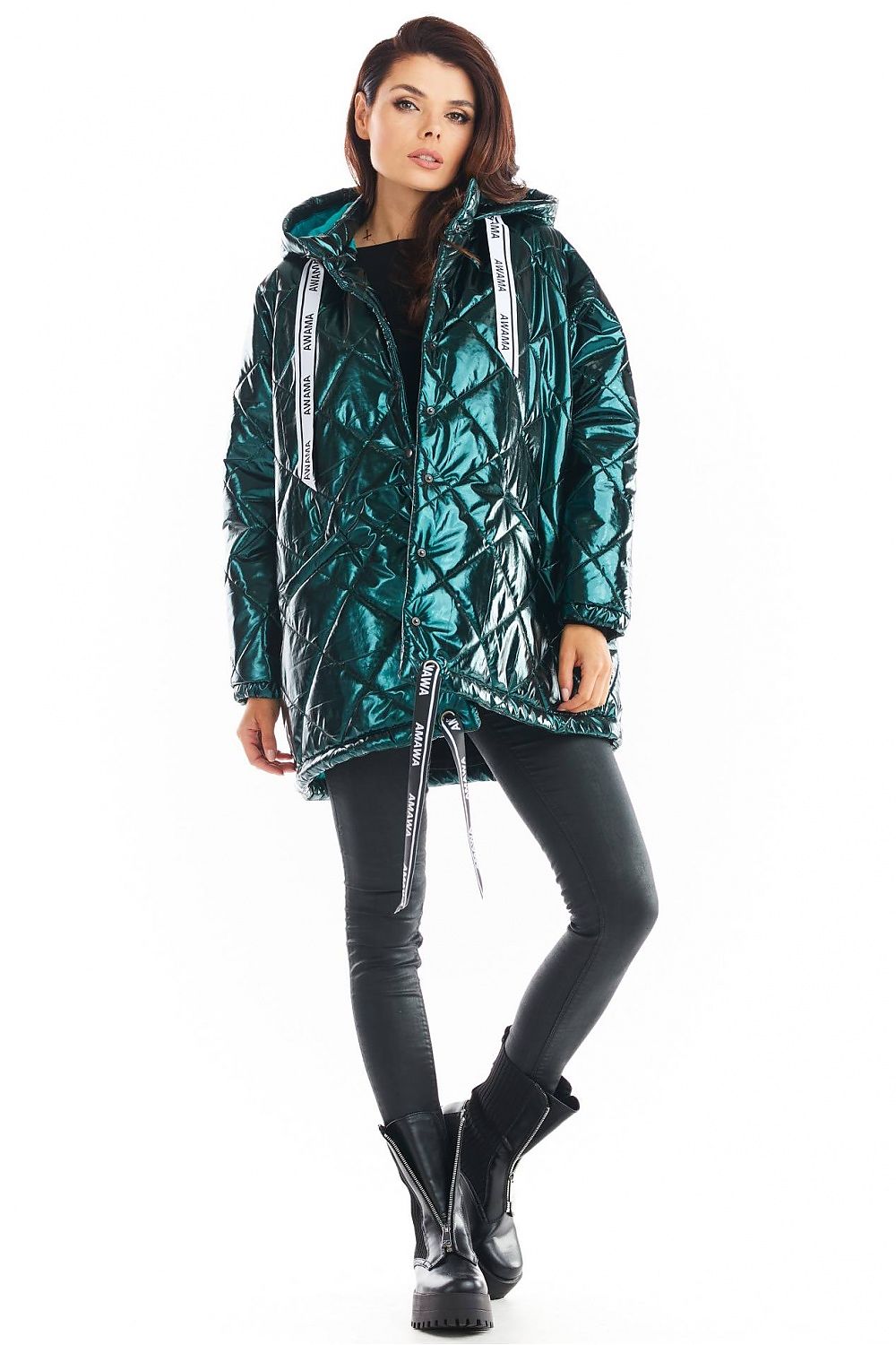 Amawa Oversized Quilted Hooded Jacket