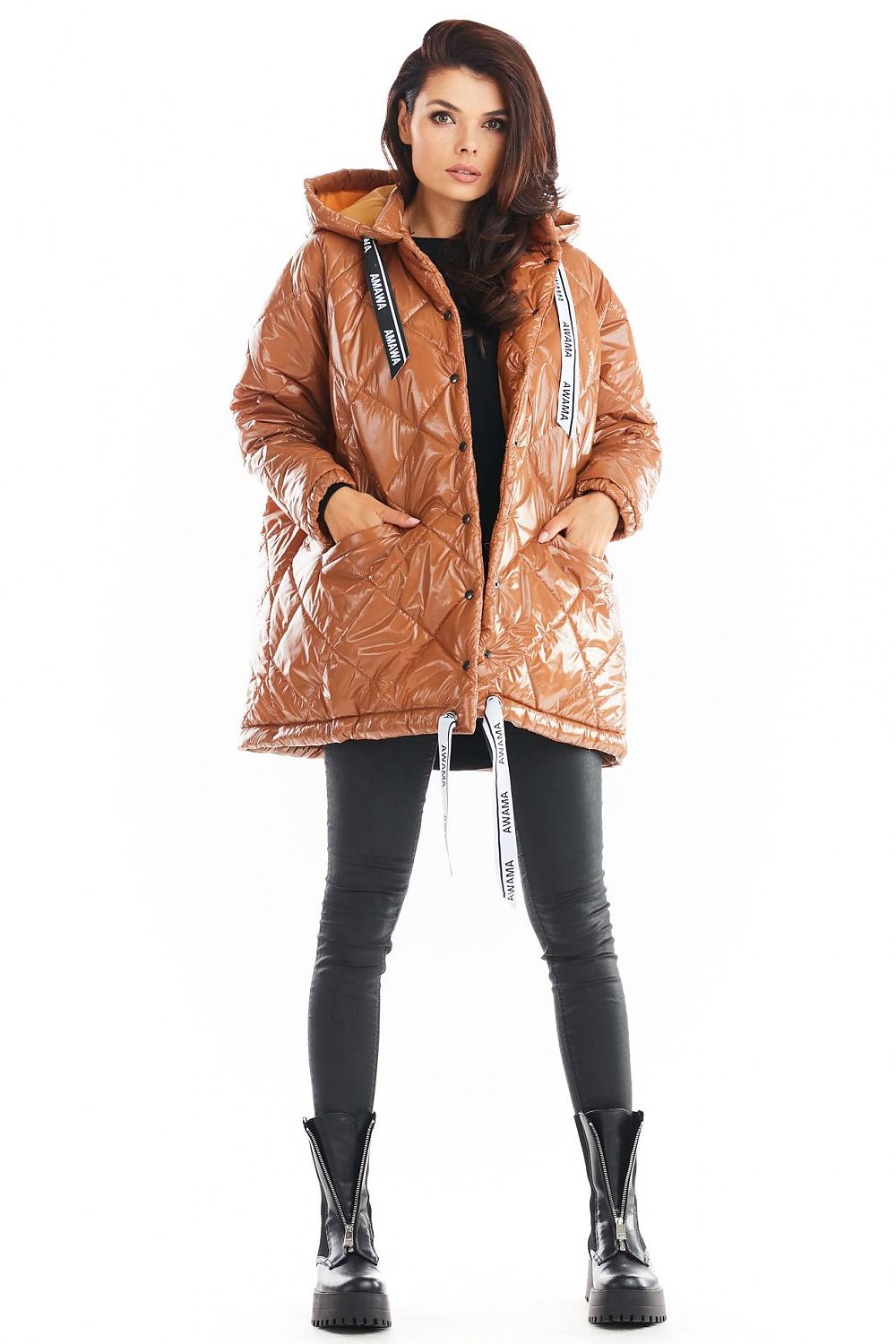 Amawa Oversized Quilted Hooded Jacket