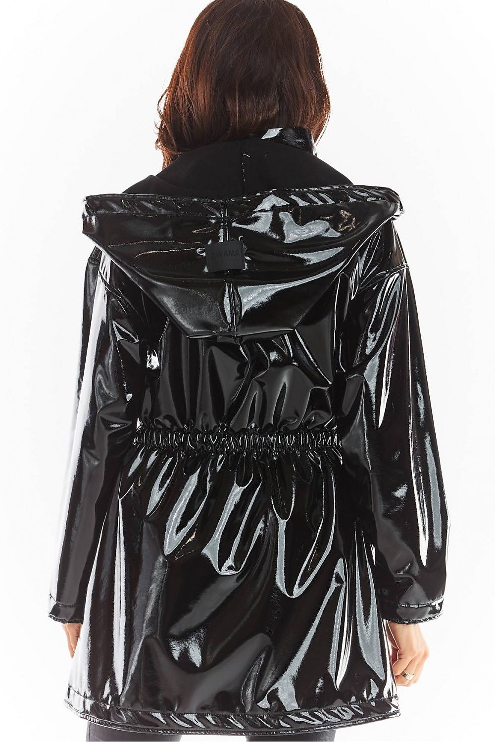 Orlavenne Knee-Length Vinyl Hooded Coat