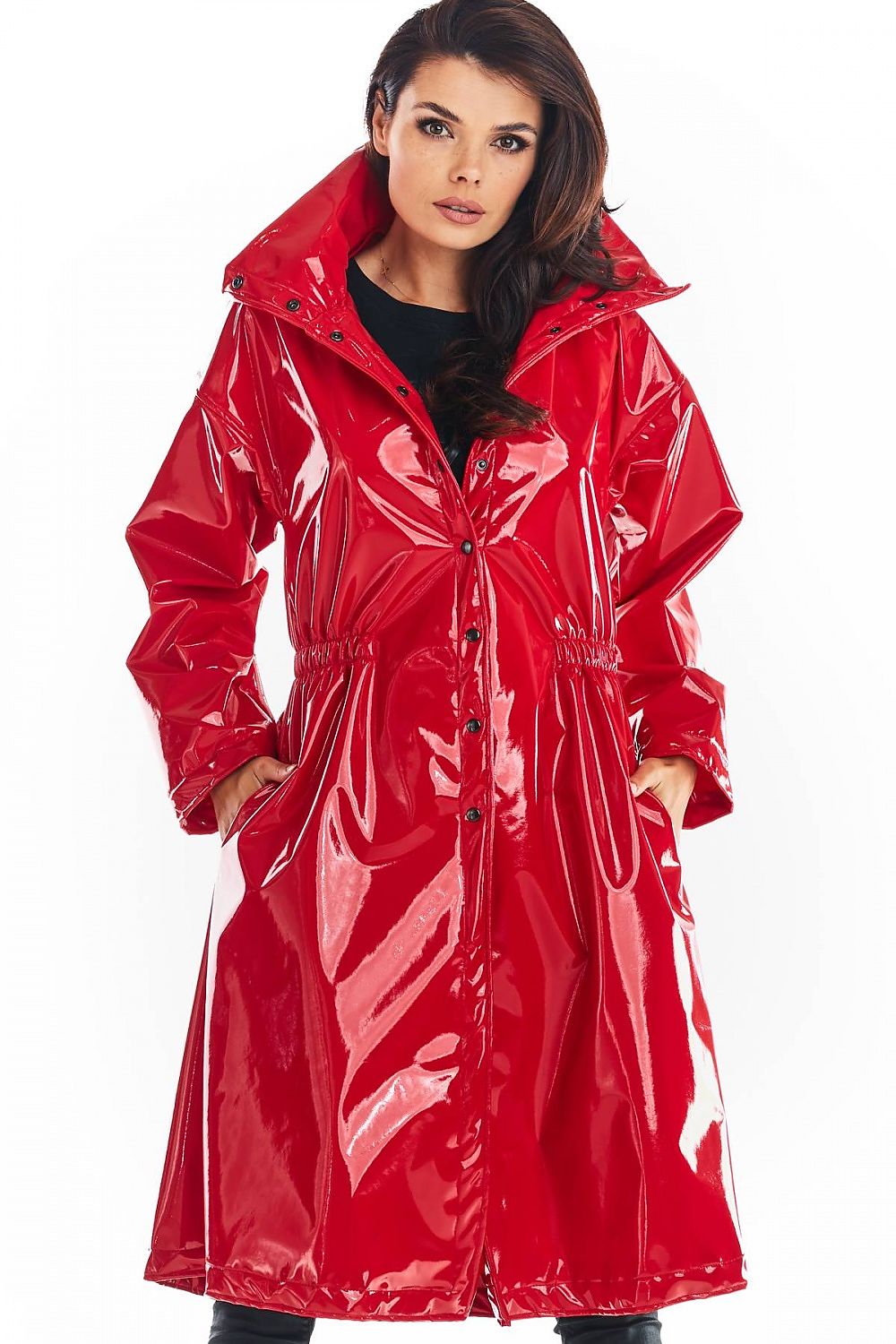 Marveena Knee-Length Vinyl Raincoat