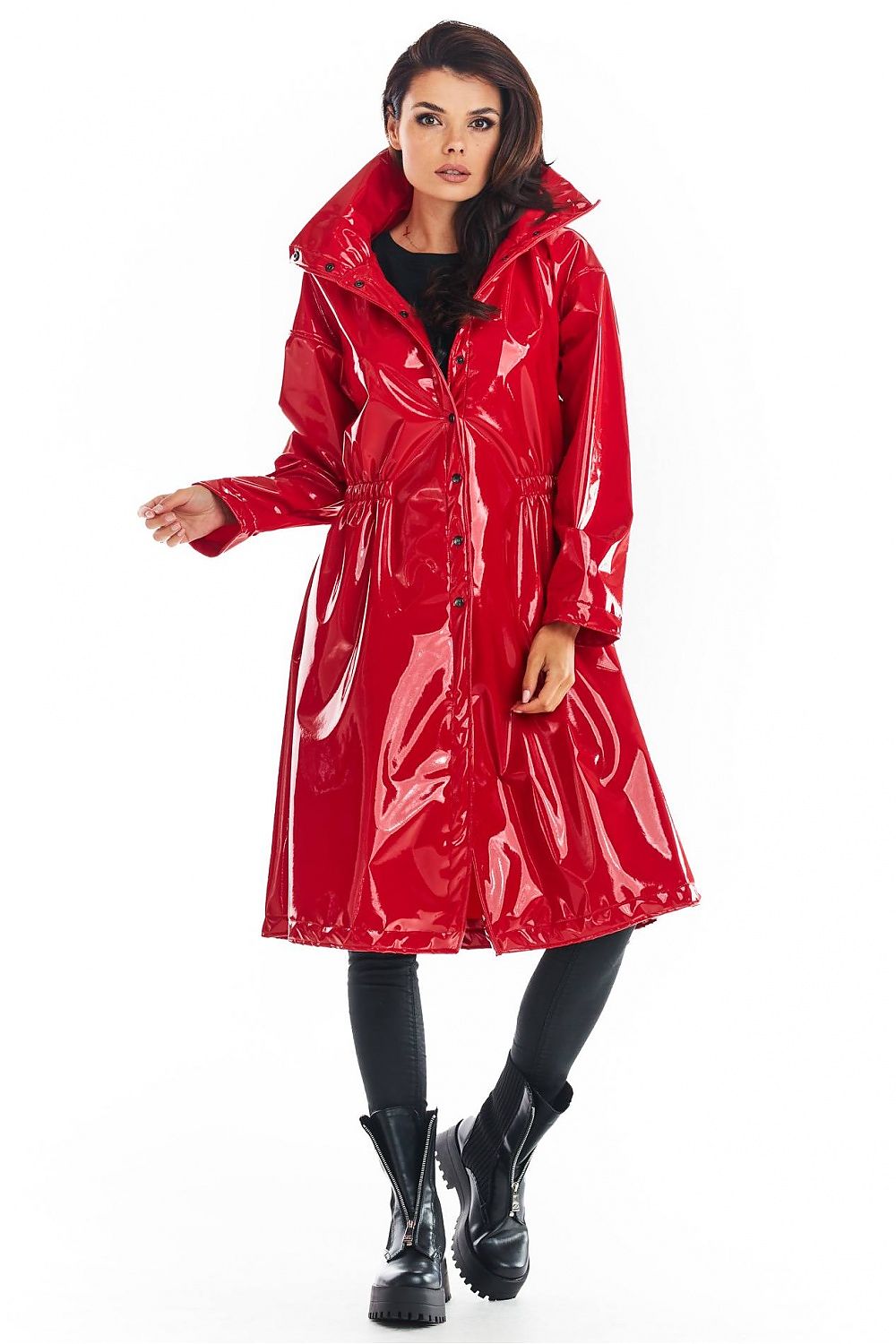 Marveena Knee-Length Vinyl Raincoat