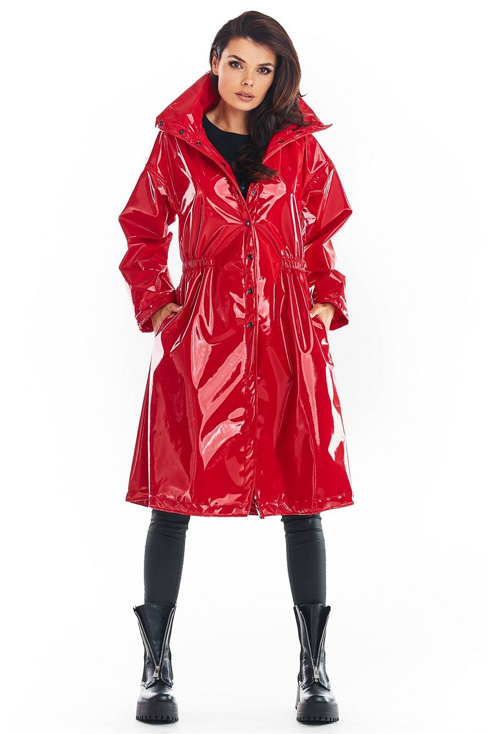 Marveena Knee-Length Vinyl Raincoat