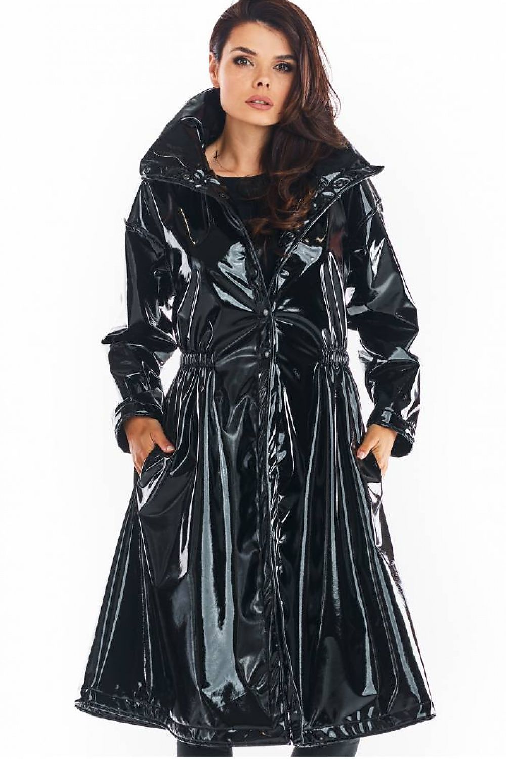 Marveena Knee-Length Vinyl Raincoat