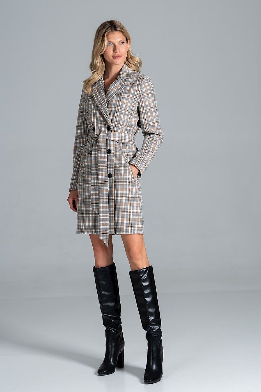 Loryndra Belted Knee-Length Autumn Coat