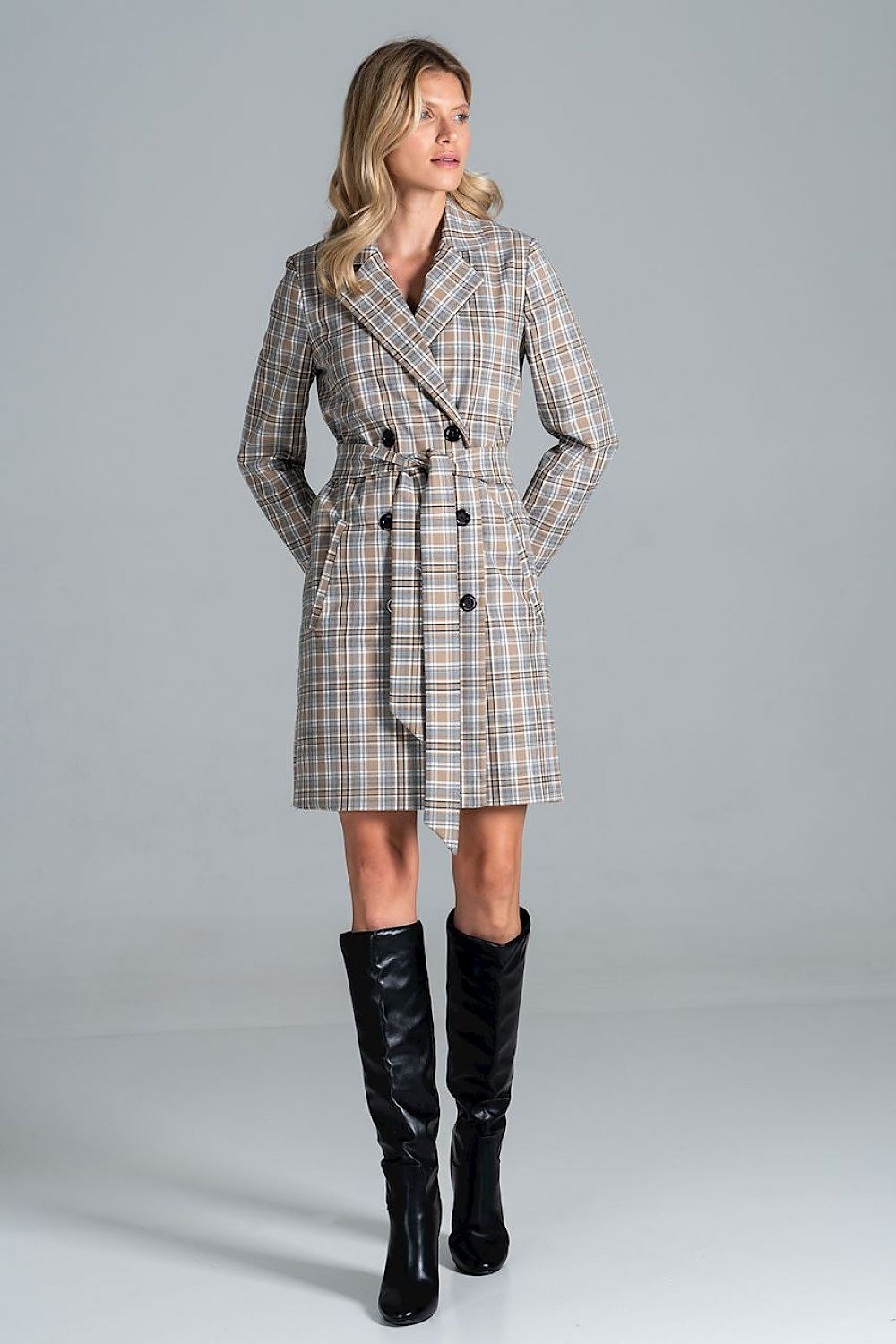 Loryndra Belted Knee-Length Autumn Coat