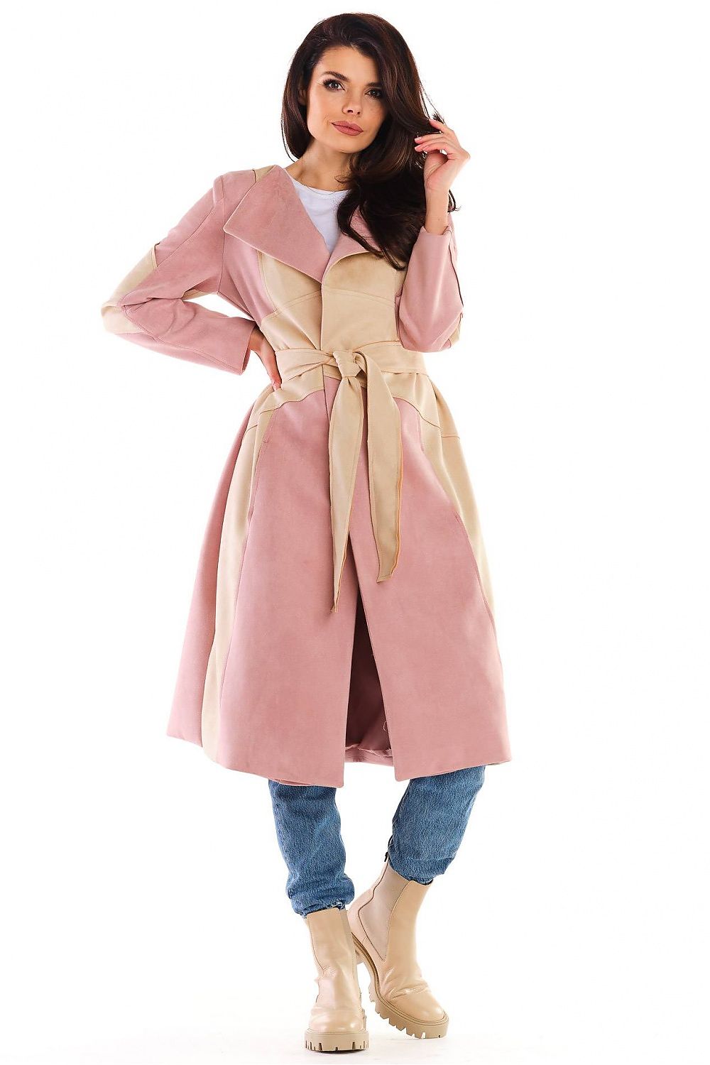 Auralenne Long Suede Belted Coat