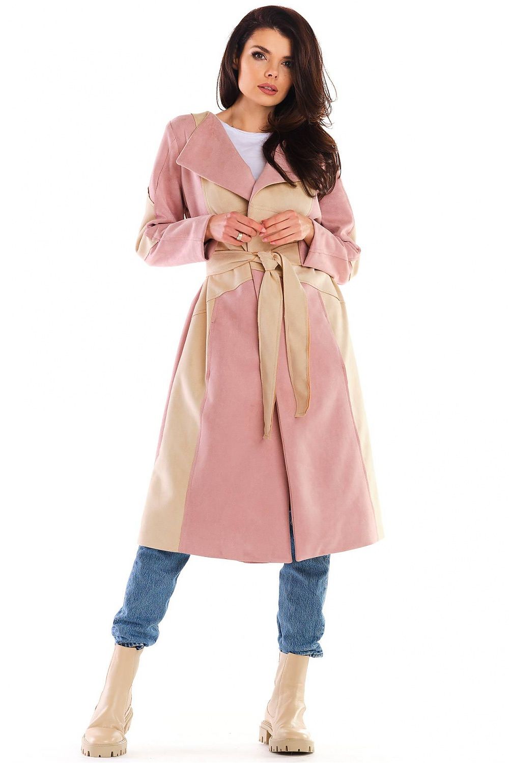 Auralenne Long Suede Belted Coat