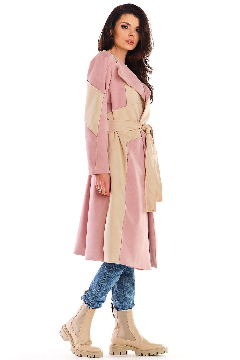 Auralenne Long Suede Belted Coat