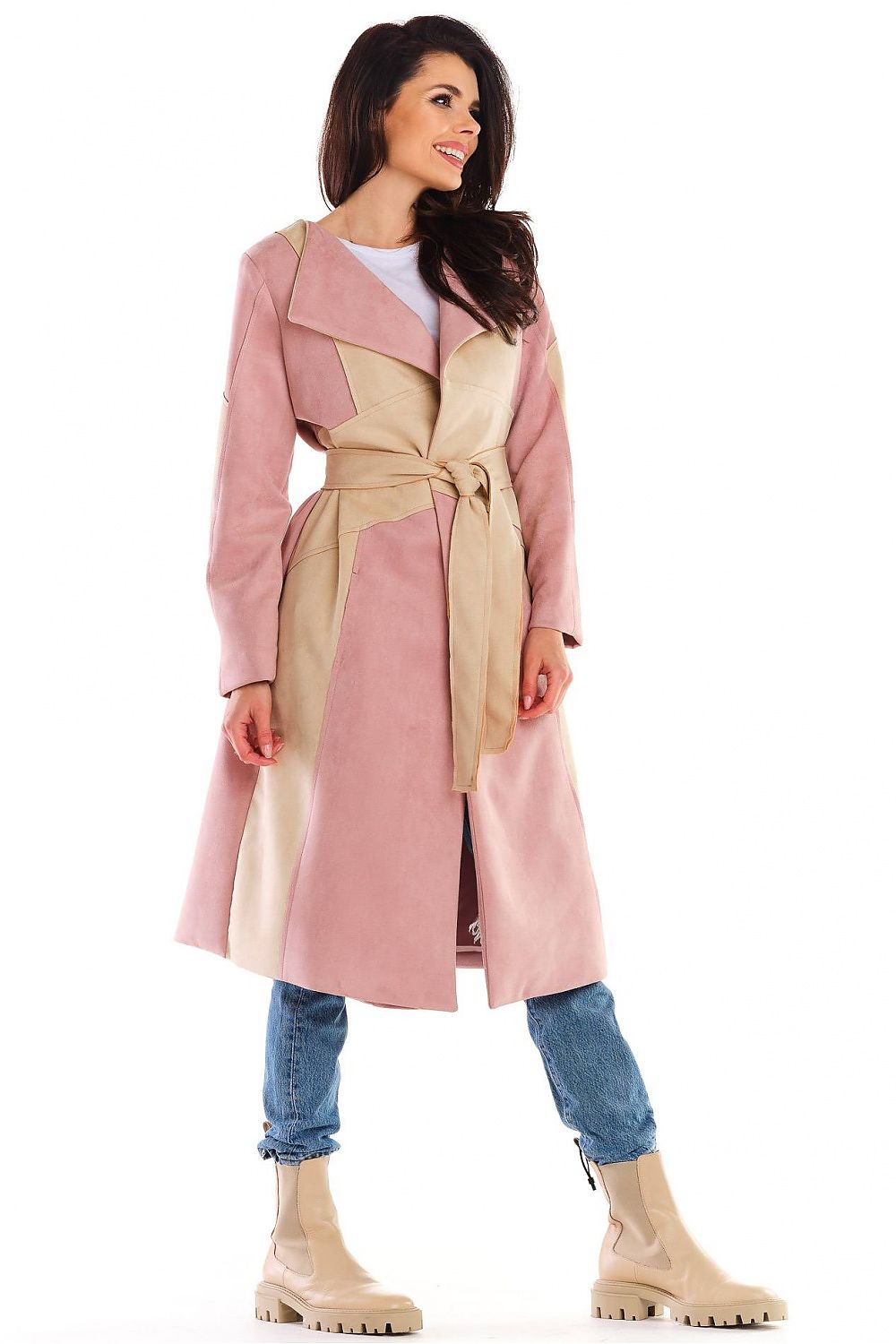 Auralenne Long Suede Belted Coat