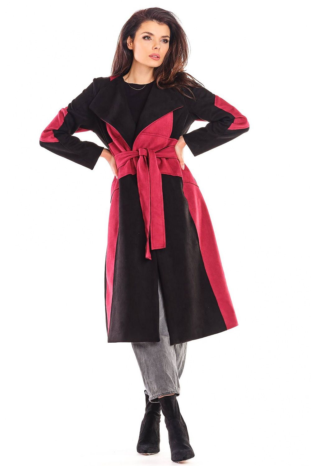 Auralenne Long Suede Belted Coat