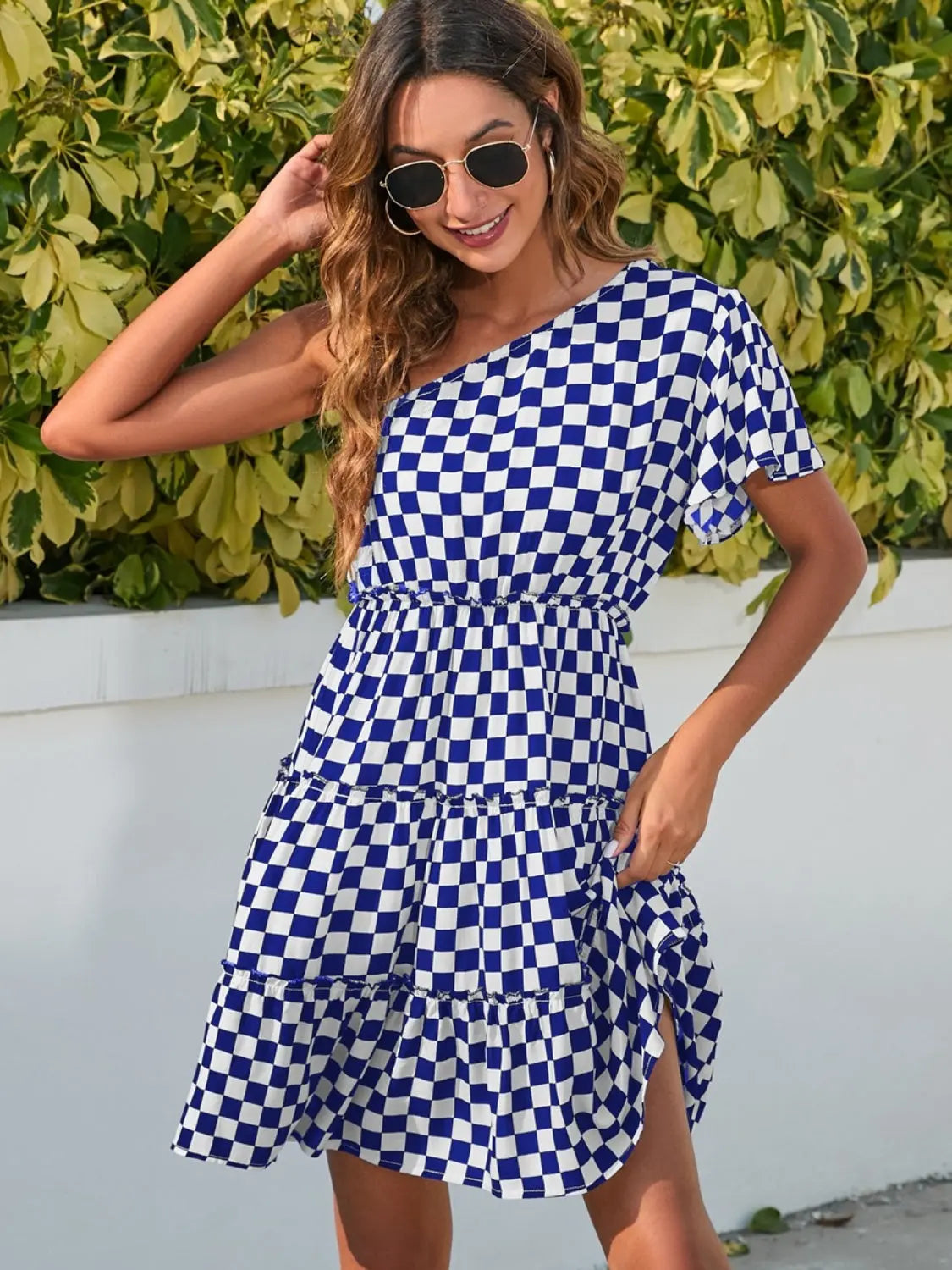 Chic Lunar Beauty Checkered Mini Dress