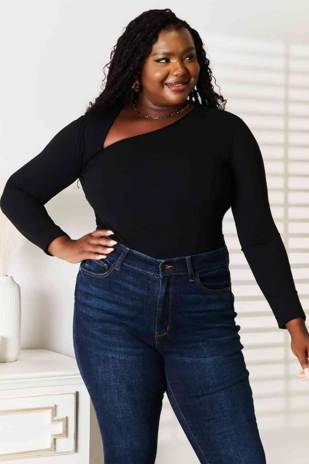 Cosmic Allure Asymmetrical Neck Top