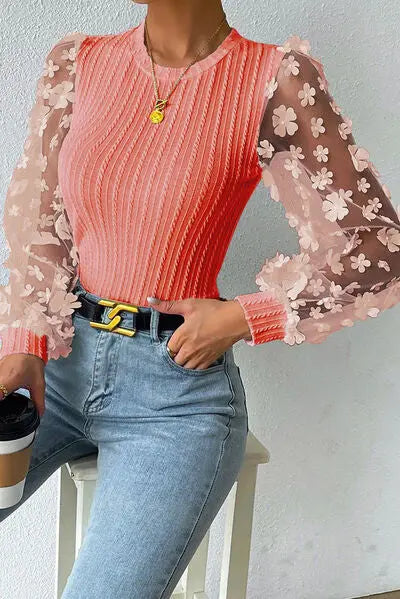 Celestial Chic Floral Applique Blouse
