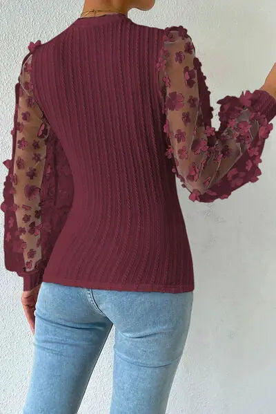 Celestial Chic Floral Applique Blouse