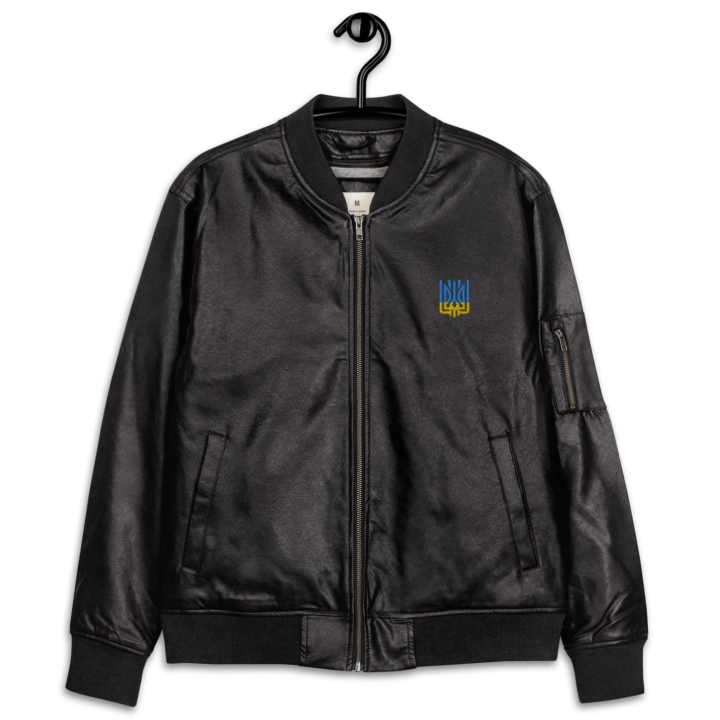 Ukrainian Vibe Tryzub Edition - Leather Bomber Jacket