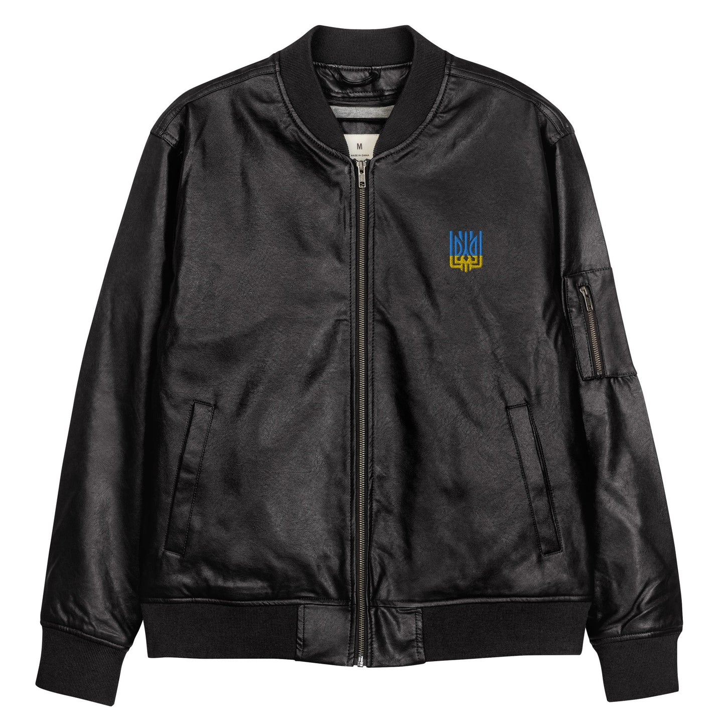 Ukrainian Vibe Tryzub Edition - Leather Bomber Jacket