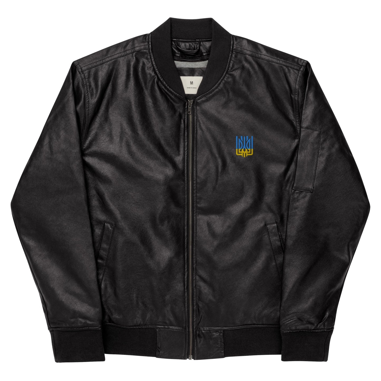 Ukrainian Vibe Tryzub Edition - Leather Bomber Jacket