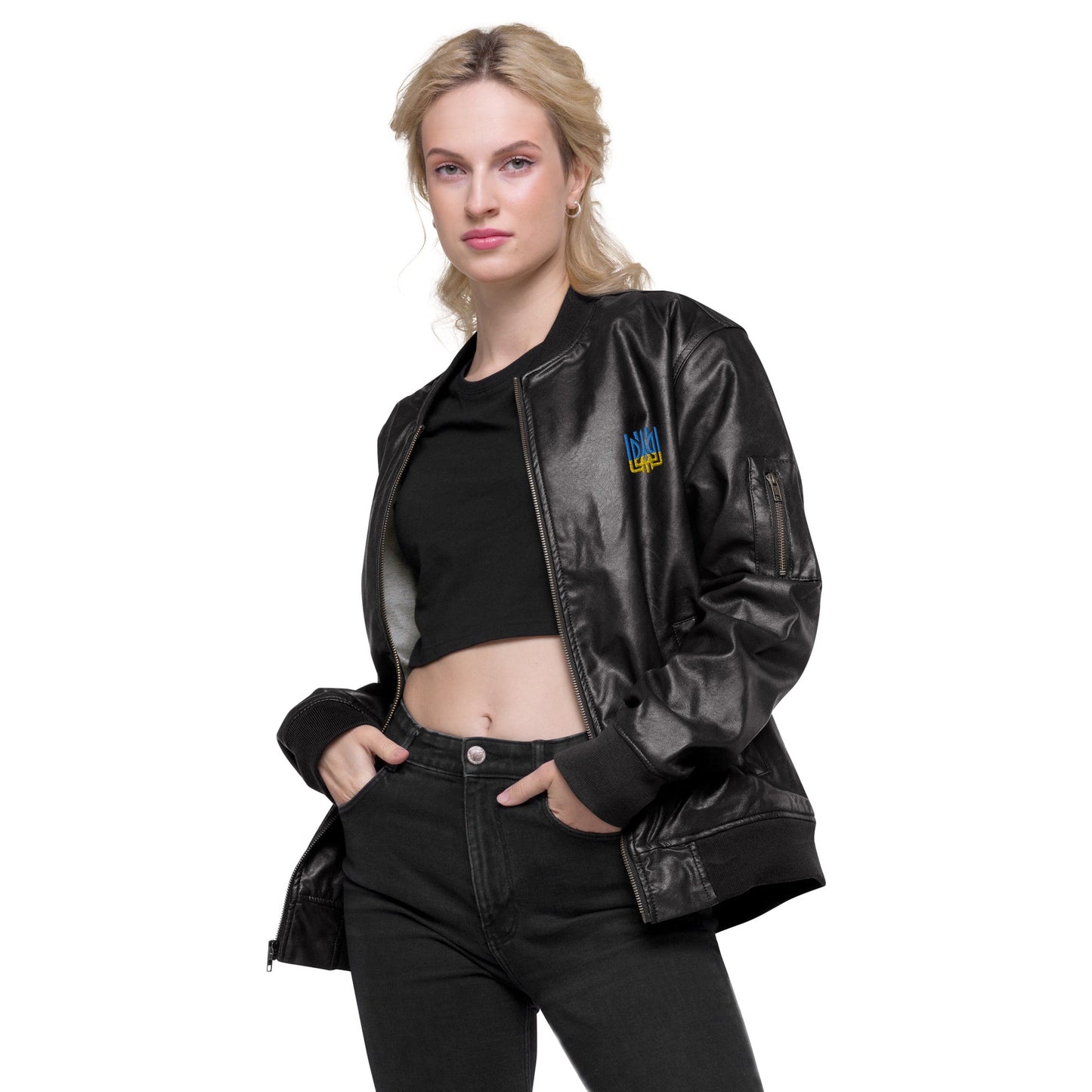 Ukrainian Vibe Tryzub Edition - Leather Bomber Jacket