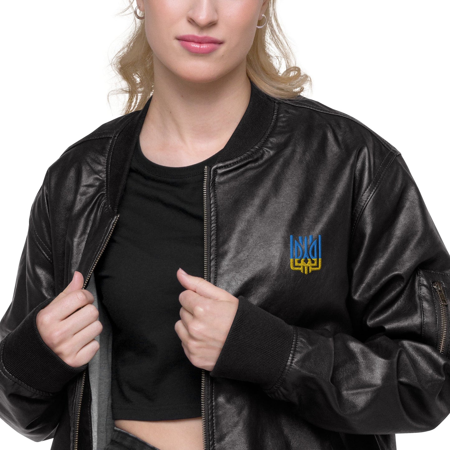Ukrainian Vibe Tryzub Edition - Leather Bomber Jacket