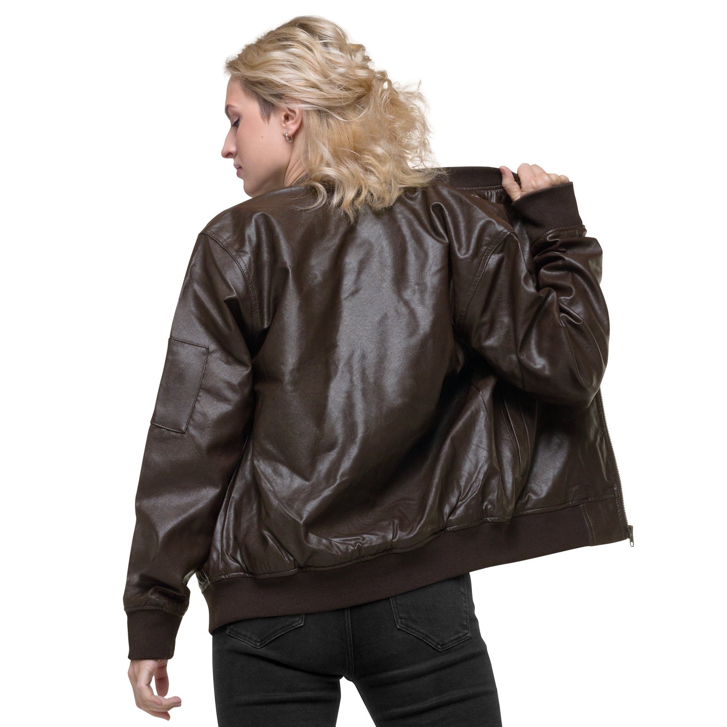 Ukrainian Vibe Tryzub Edition - Leather Bomber Jacket