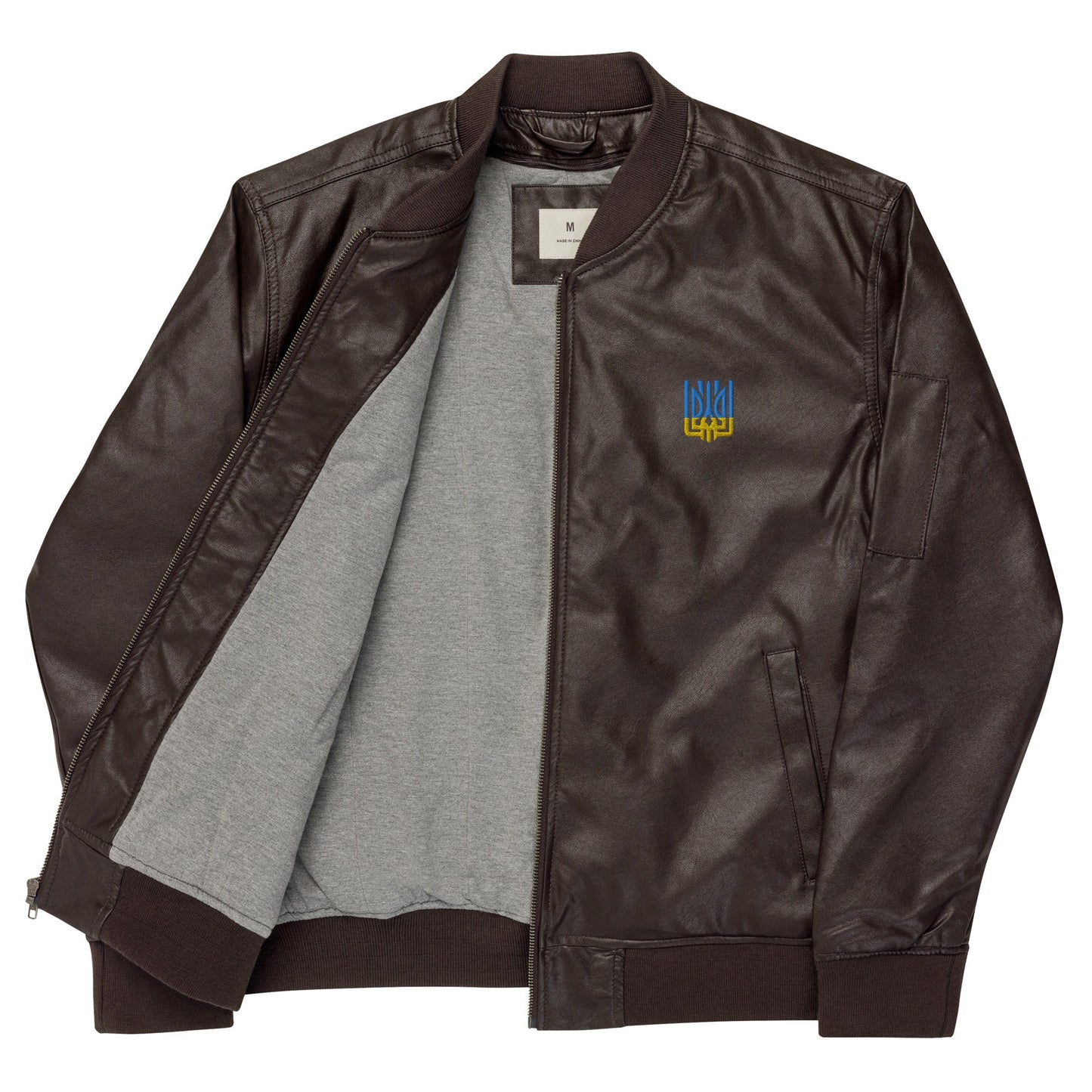 Ukrainian Vibe Tryzub Edition - Leather Bomber Jacket