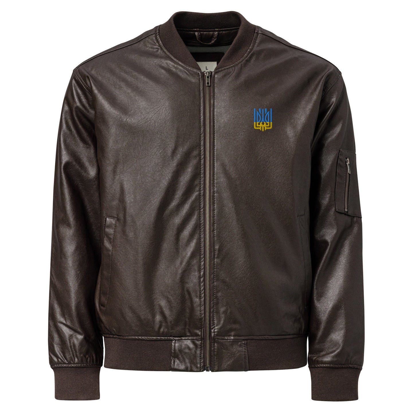 Ukrainian Vibe Tryzub Edition - Leather Bomber Jacket