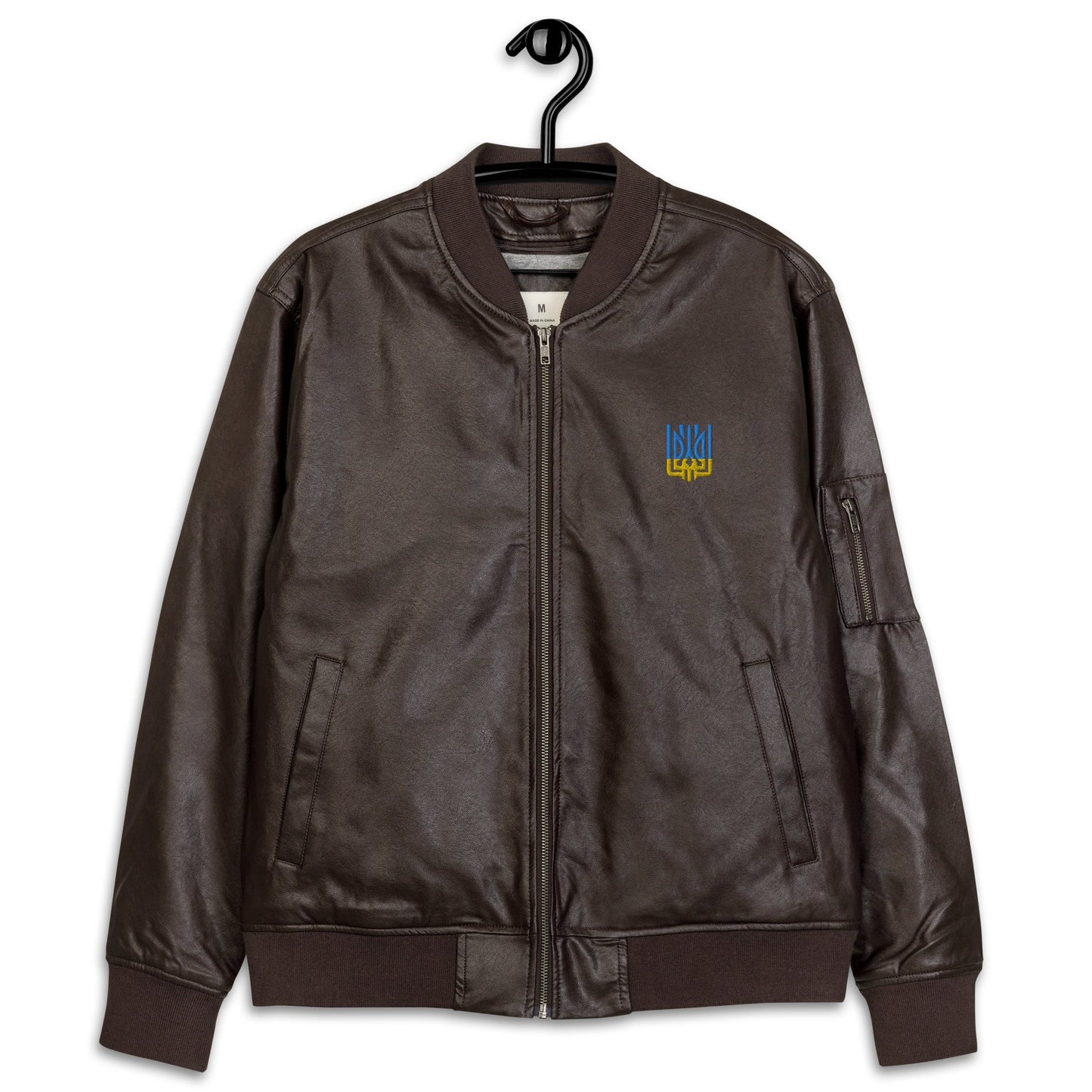 Ukrainian Vibe Tryzub Edition - Leather Bomber Jacket