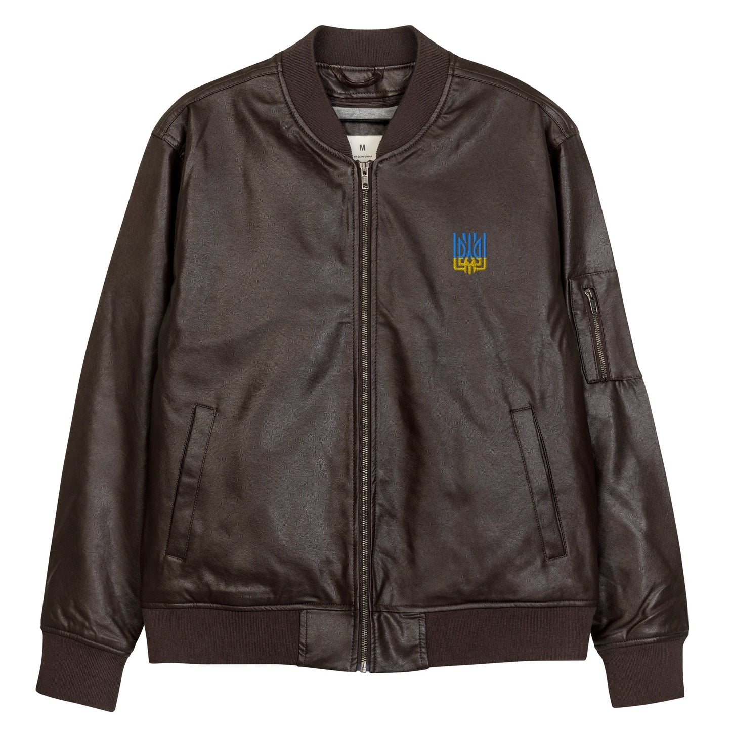 Ukrainian Vibe Tryzub Edition - Leather Bomber Jacket