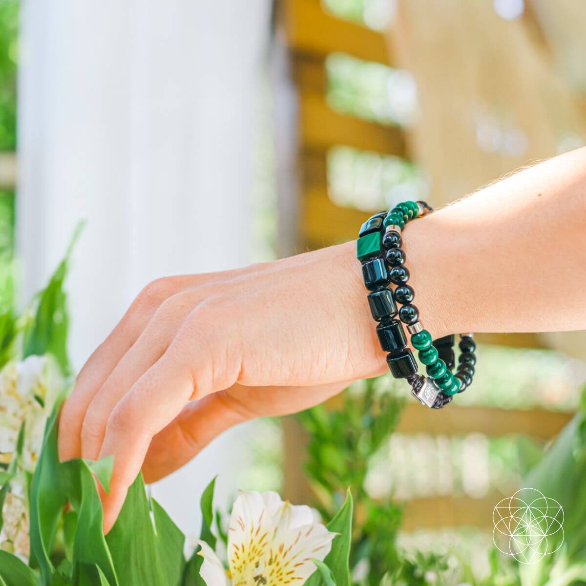 Moonlit Strength Malachite Bracelet Set For Calm Mind