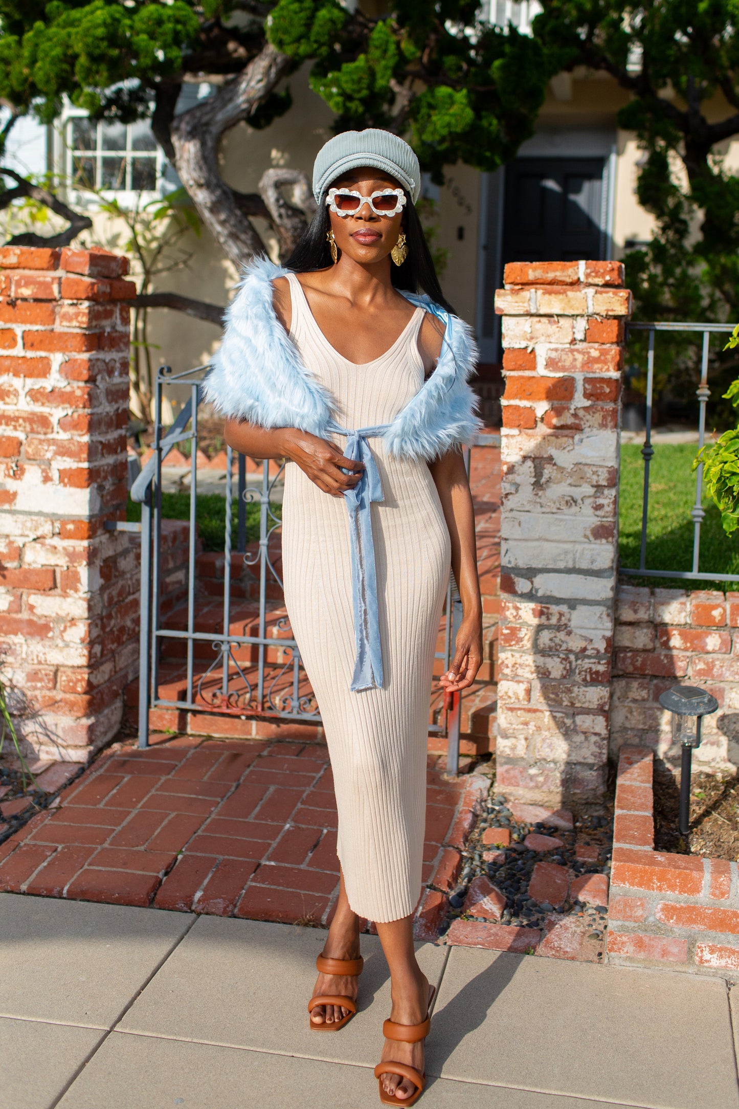 Ice Faux Fur Velvet Knot Stole