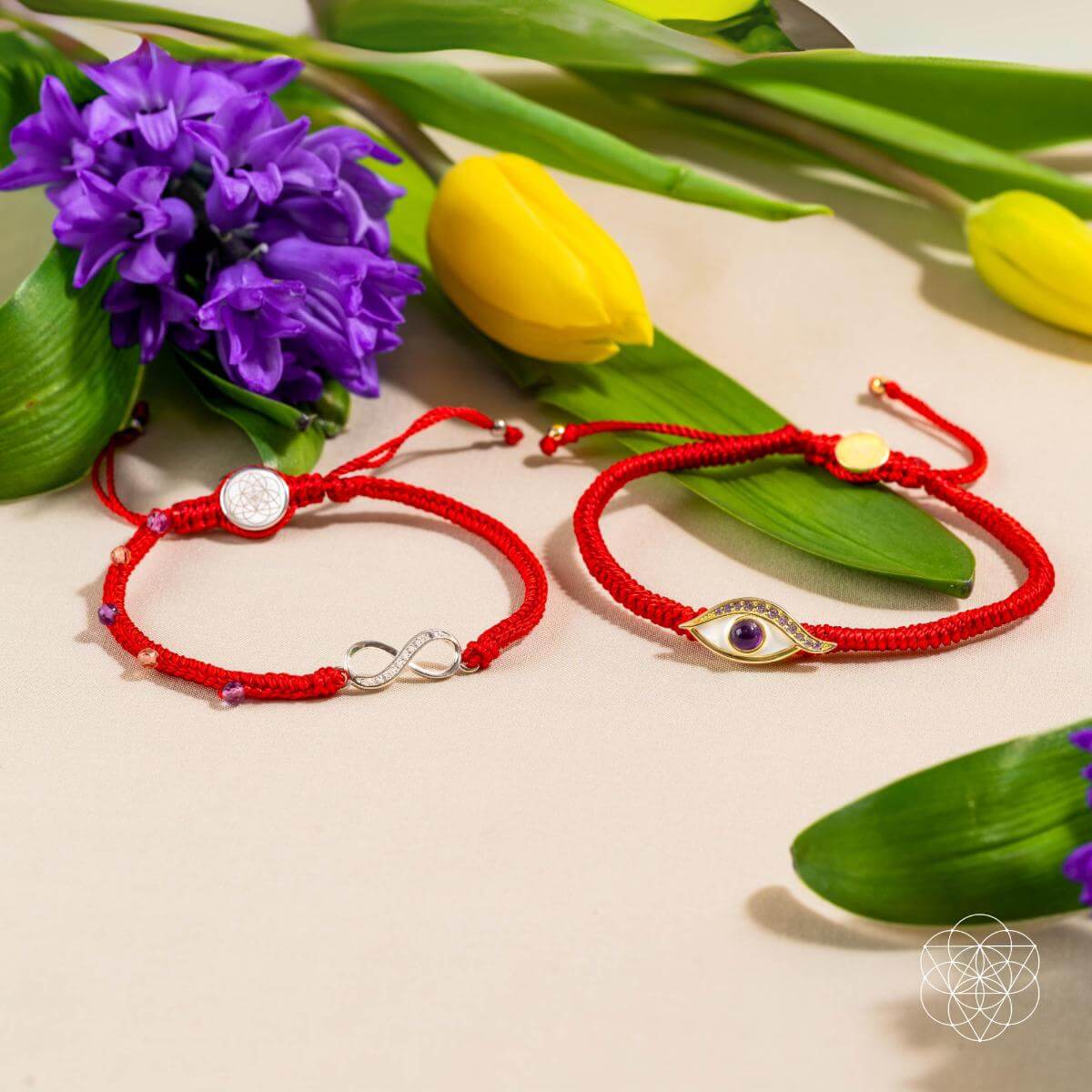 Lunar Radiance Eight Strand Red String Bracelet Prosperity