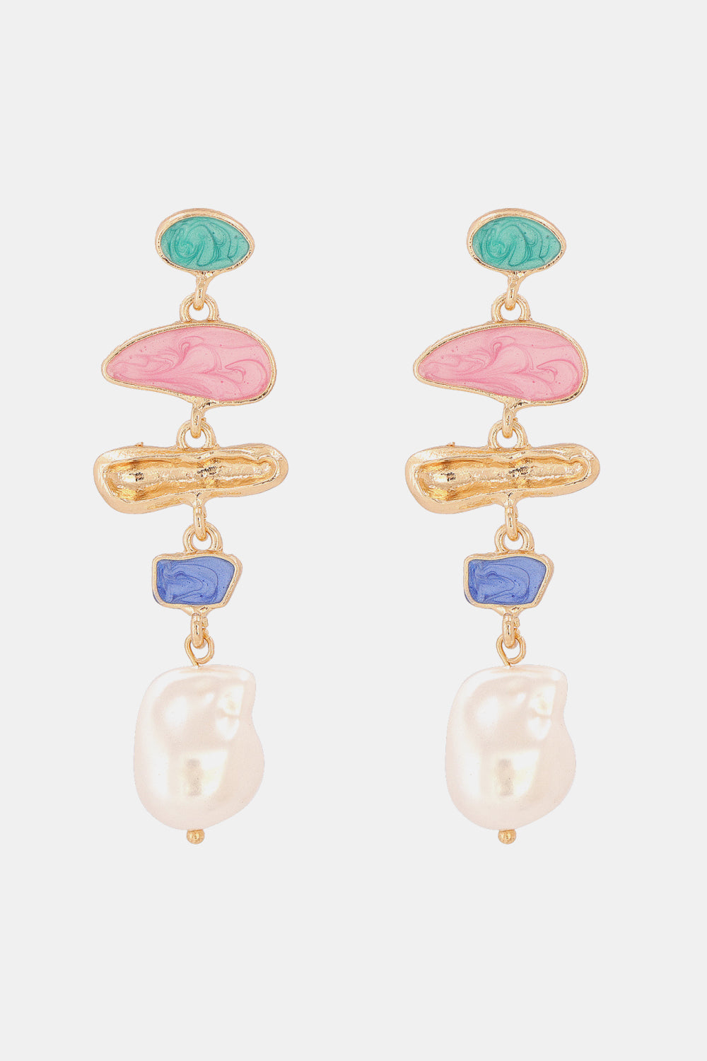 ZincGem Abnormal Shape Dangle Earrings – Modern Zinc Alloy with Synthetic Pearl