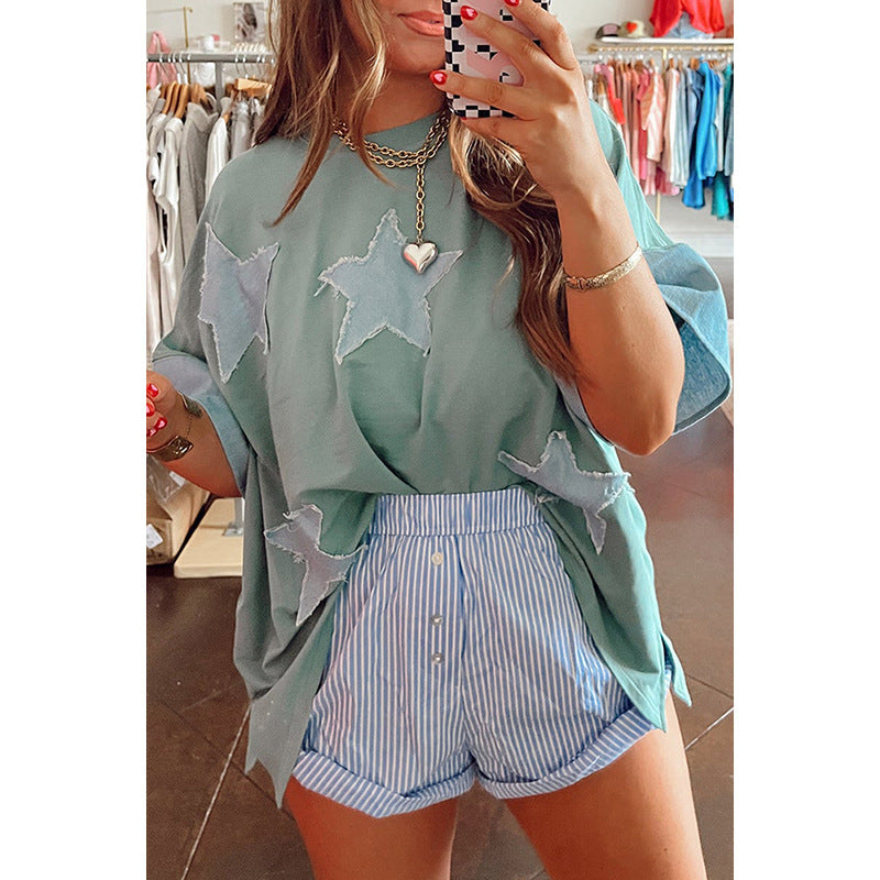 Personalized Trendy Patch Color Matching Top Women