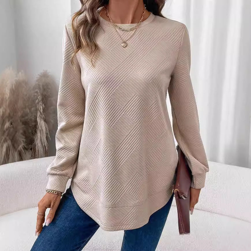 Women's Crew Neck Casual Long Sleeve Shirt See size chart under “more details”