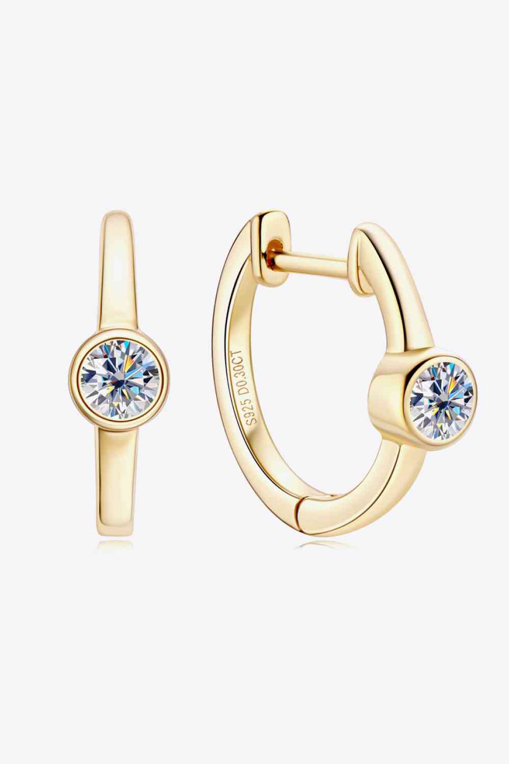 Elegant Jewel 18k Gold-Plated Inlaid Moissanite Huggie Earrings – Minimalist Design