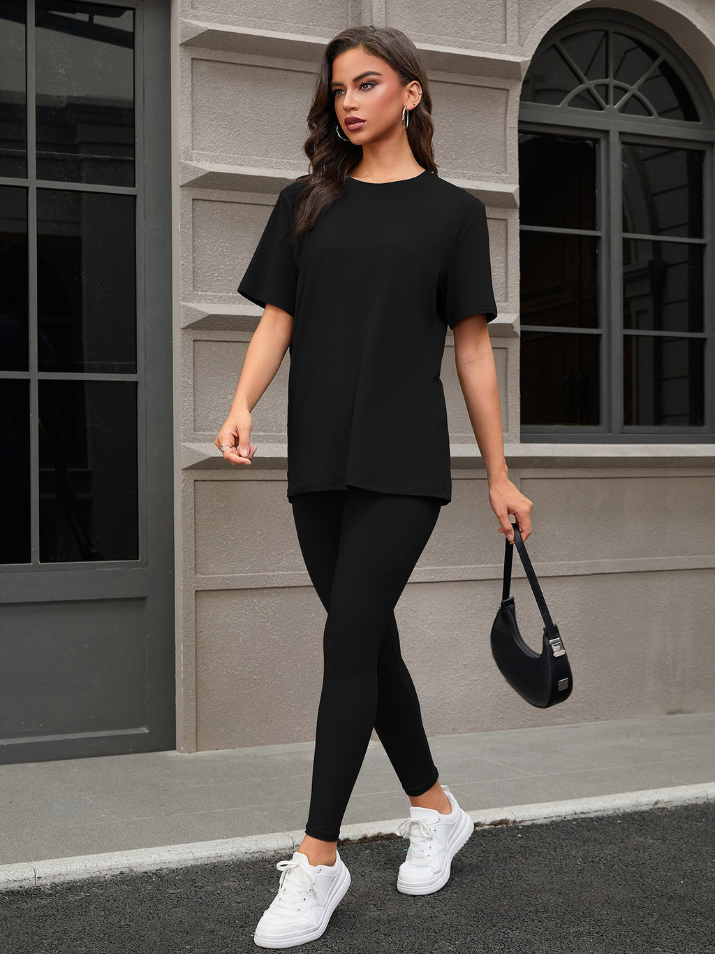 Three Piece Set, Round Neck Short Sleeved Top And Shorts And Pants Set, Sports And Casual Clothing See size chart under “more details”