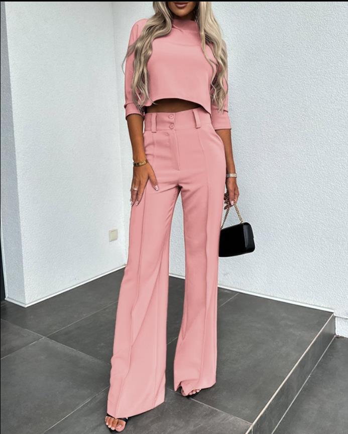 Cute Style Fresh Sweet Women's Clothing Nine-quarter Sleeve Fashion Casual Set See size chart under “more details”